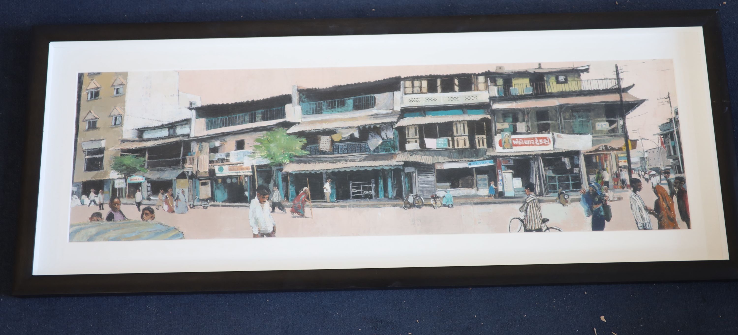 Akash Bhatt (1972-), watercolour, Mountains out of Molehills, signed, dated 2002 verso, 28 x 100cm